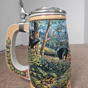 Budweiser America The Beautiful Great Smoky Mountains Lidded Stein 1997